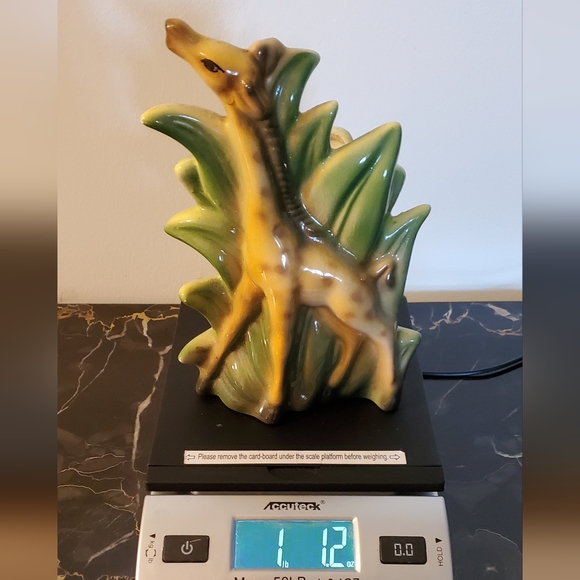 Vintage Giraffe with 🌴 Tropical Palm Ceramic Planter & Vase - Picture 2 of 16